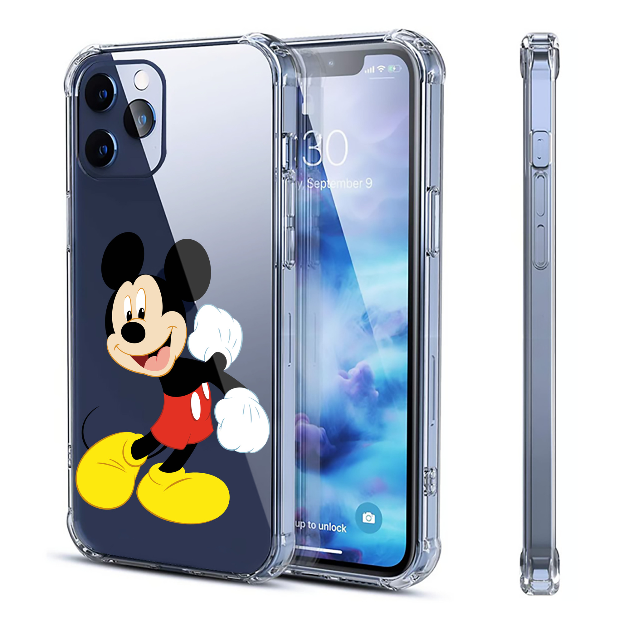 （画像用） ミッキーマウス Mickey Mouse 【iPhone 12シリーズ対応】透明スマホケース（クリアソフトケース）